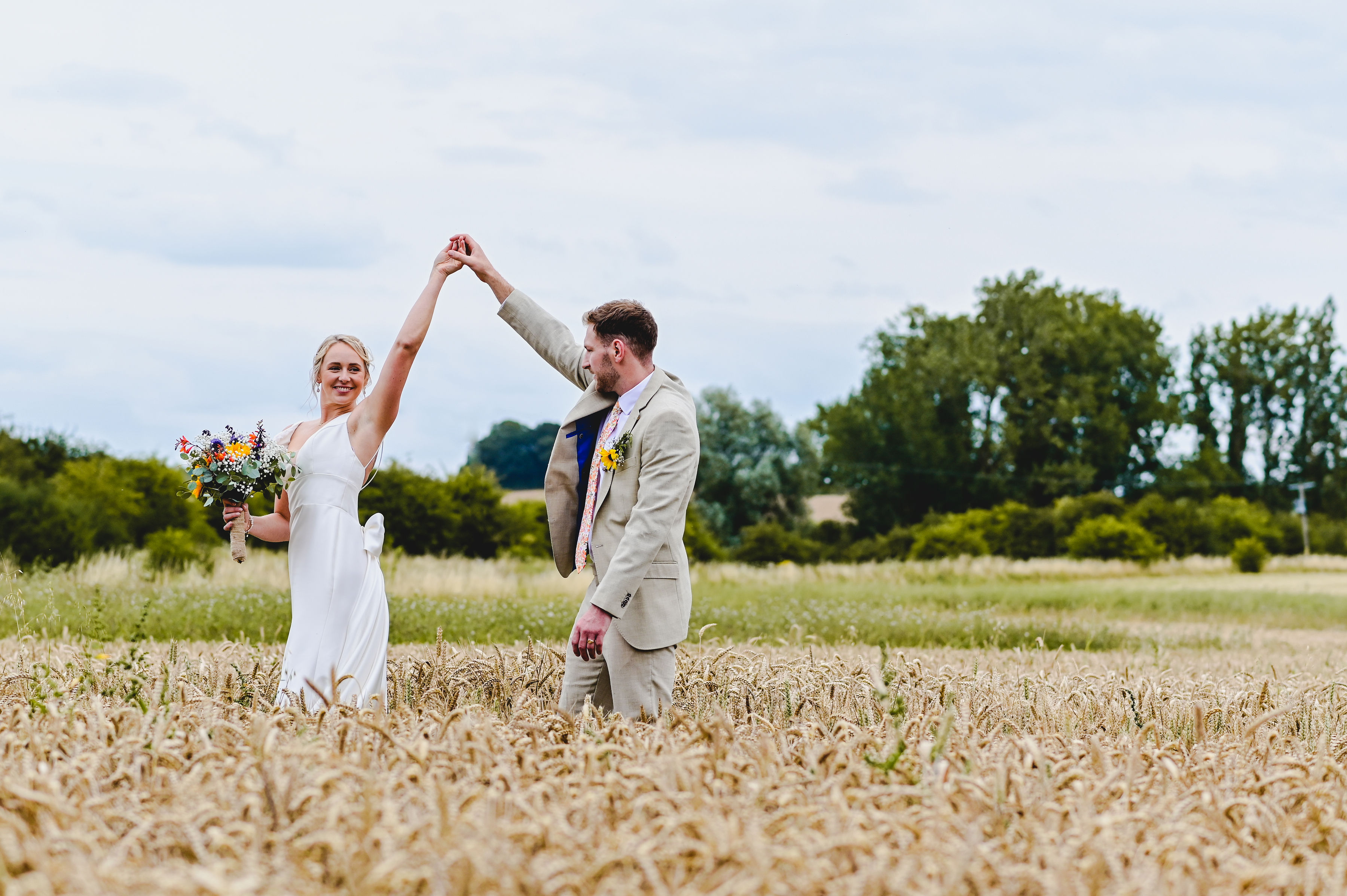 Loughborough Wedding Photography in a field